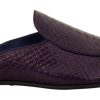 Men Dolce & Gabbana Men'S Slide Sandals | Dolce & Gabbana Purple Exotic Leather Flats Slides Shoes