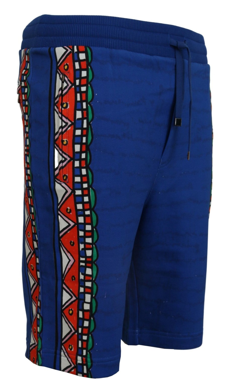 Men Dolce & Gabbana Men'S Shorts | Dolce & Gabbana Blue Cotton Printed Bermuda Shorts