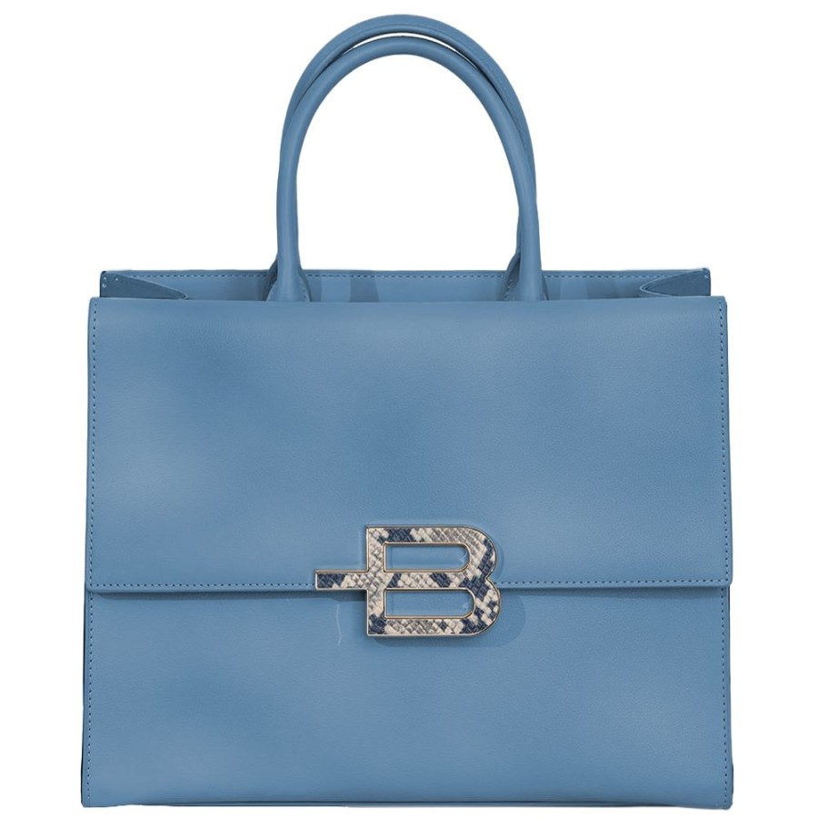 Women Baldinini Trend Women'S Handbags | Baldinini Trend Elegant Light Blue Calfskin Handbag