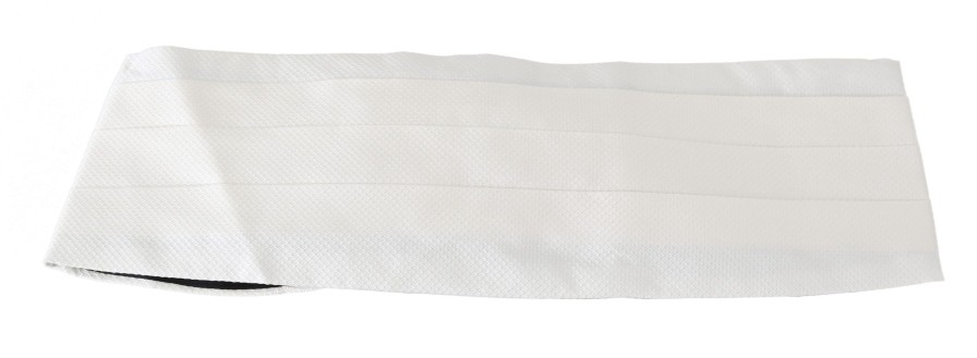 Men Dolce & Gabbana Men'S Cummerband | Dolce & Gabbana White Men Waist Belt 100% Silk Cummerbund