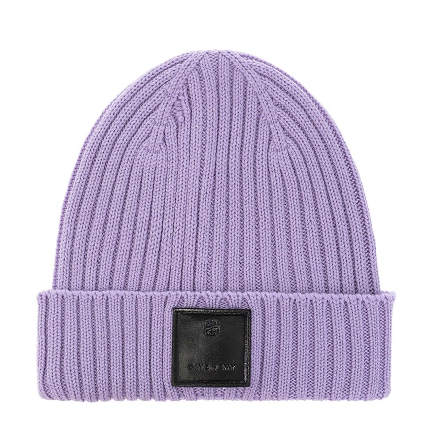 Men Givenchy Men'S Hats & Caps | Givenchy Lilac Beanie Hat In Wool