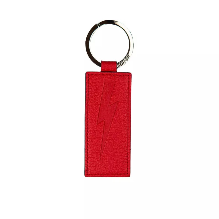 Men Neil Barrett Men'S Keychains | Neil Barrett Sleek Red Leather Keychain For Men