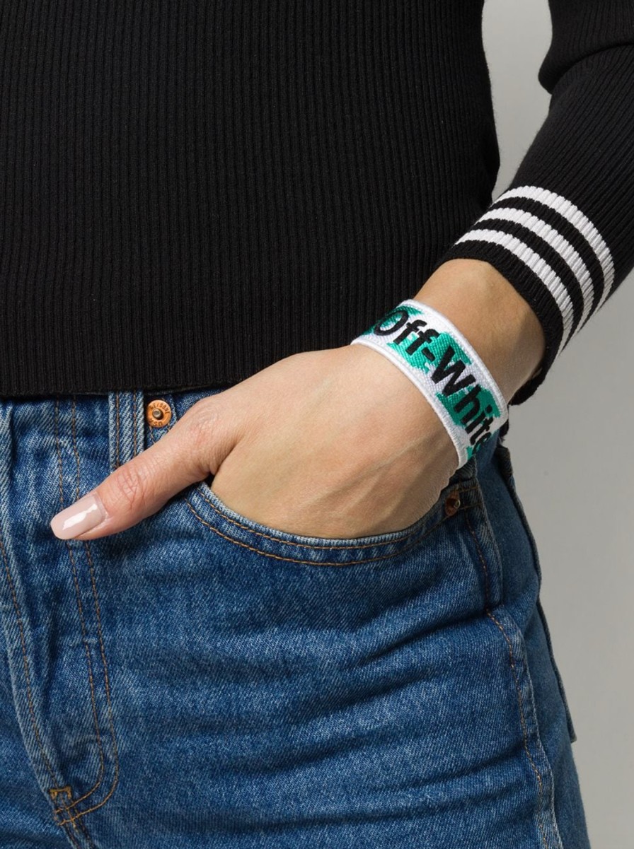 Women Off-White Women'S Bracelets | Off-White Elegant White & Blue Fabric Bracelet