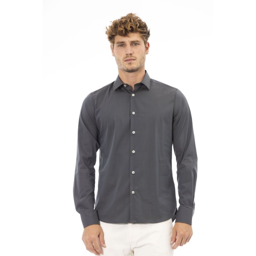 Men Baldinini Trend Men'S Shirts | Baldinini Trend Baldinini Trend Elite Gray Shirt