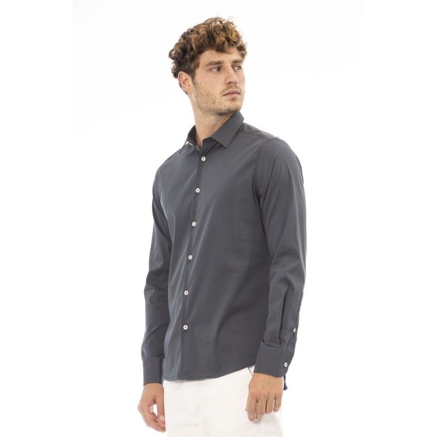 Men Baldinini Trend Men'S Shirts | Baldinini Trend Baldinini Trend Elite Gray Shirt