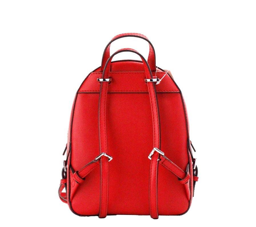 Women Michael Kors Women Backpacks | Michael Kors Jaycee Mini Xs Bright Red Pebbled Leather Zip Pocket Back