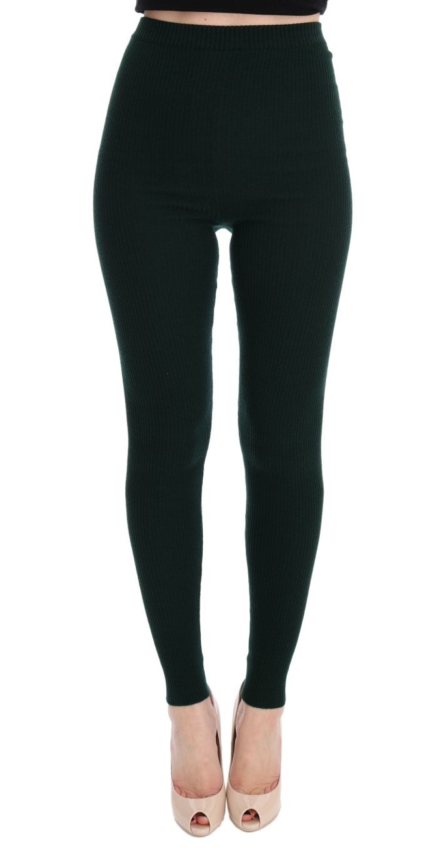 Women Dolce & Gabbana Women'S Tights And Socks | Dolce & Gabbana Green Wool Stretch Tights