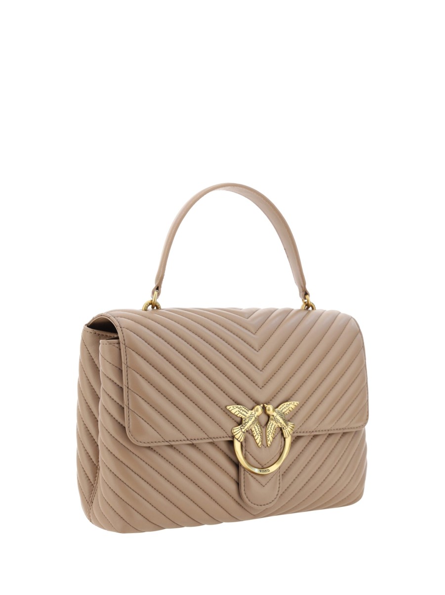 Women PINKO Women'S Handbags | Pinko Beige Calf Leather Love Lady Handbag