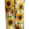 Women Dolce & Gabbana Women'S Pants & Jeans | Dolce & Gabbana White Sunflower Print Mid Waist Wide Leg Pants