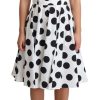 Women Dolce & Gabbana Women'S Dresses | Dolce & Gabbana White Polka Dotted Cotton A-Line Dress