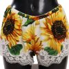 Women Dolce & Gabbana Women'S Underwear | Dolce & Gabbana White Sunflower Lace Lingerie Underwear