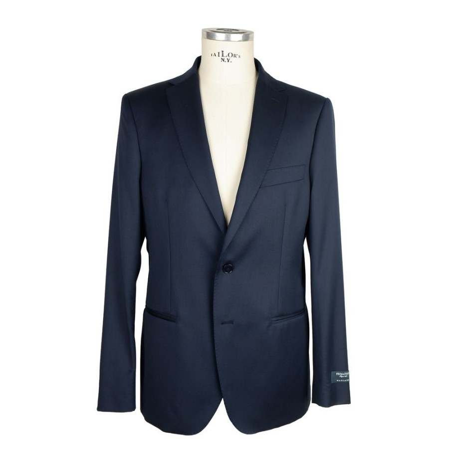 Men Made in Italy Men'S Suits | Made In Italy Elegant Milan Dark Blue Wool Suit