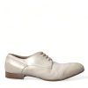 Men Dolce & Gabbana | Dolce & Gabbana White Distressed Leather Brogue Dress Shoes