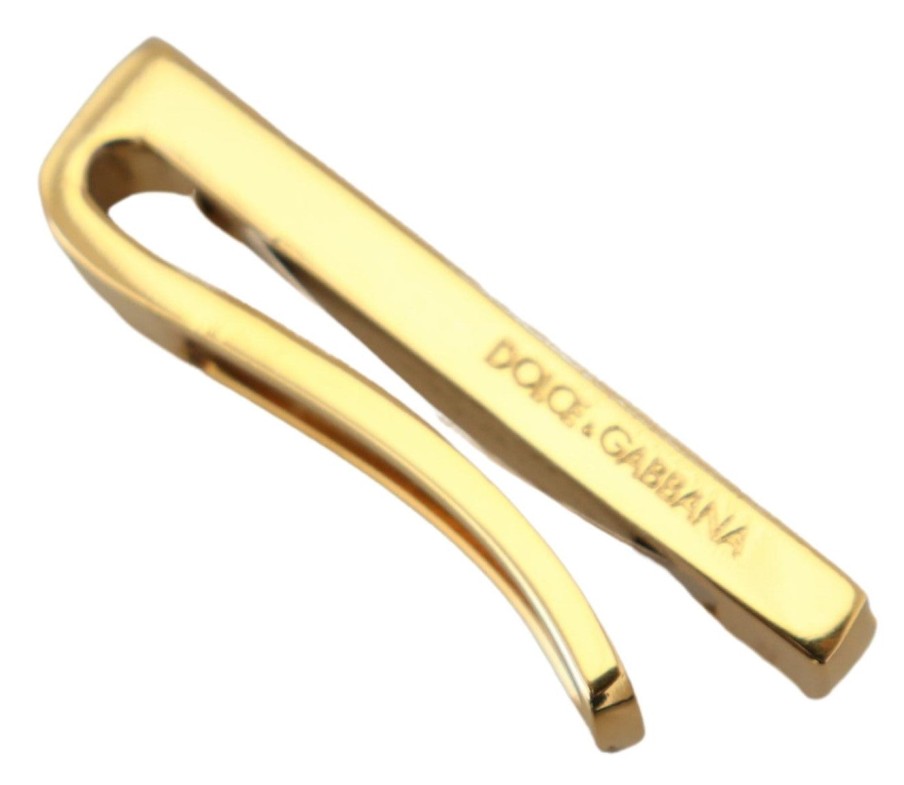 Men Dolce & Gabbana Men'S Tie Clips | Dolce & Gabbana Gold Silver Brass Logo Men Tie Clip