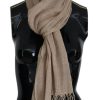 Women Costume National Women'S Scarves | Costume National Beige Cotton Shawl Foulard Fringe Scarf