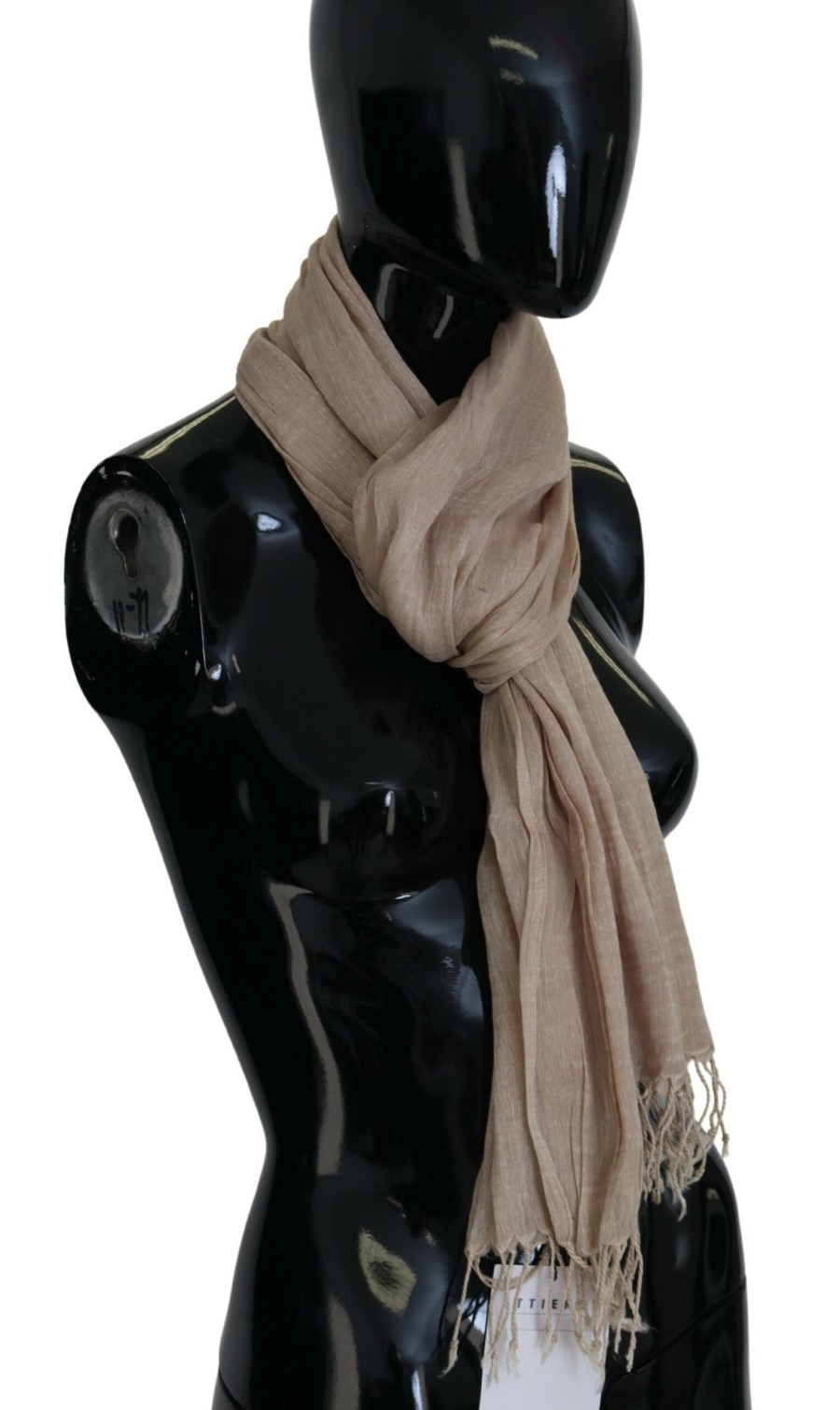 Women Costume National Women'S Scarves | Costume National Beige Cotton Shawl Foulard Fringe Scarf