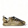 Women Dolce & Gabbana Women'S Sneakers | Dolce & Gabbana Metallic Gold Ns1 Low Top Sneakers Shoes