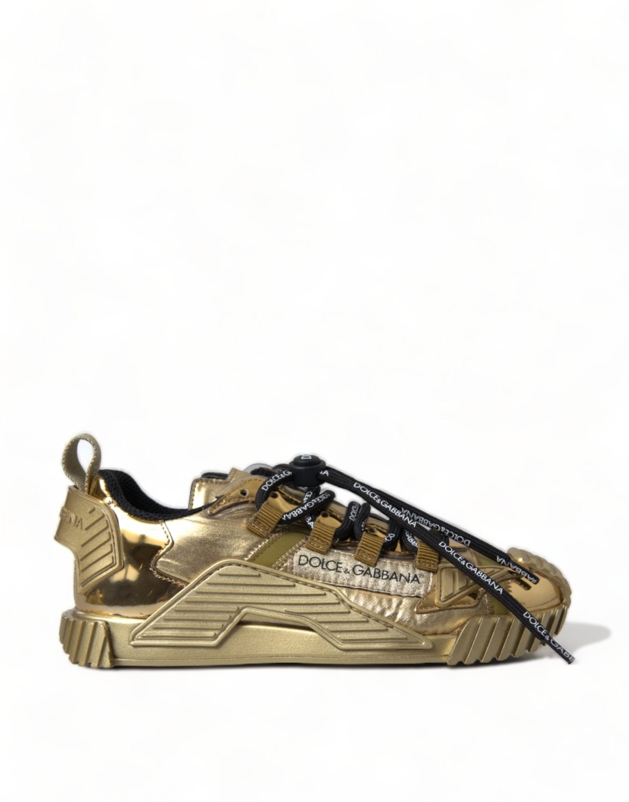 Women Dolce & Gabbana Women'S Sneakers | Dolce & Gabbana Metallic Gold Ns1 Low Top Sneakers Shoes