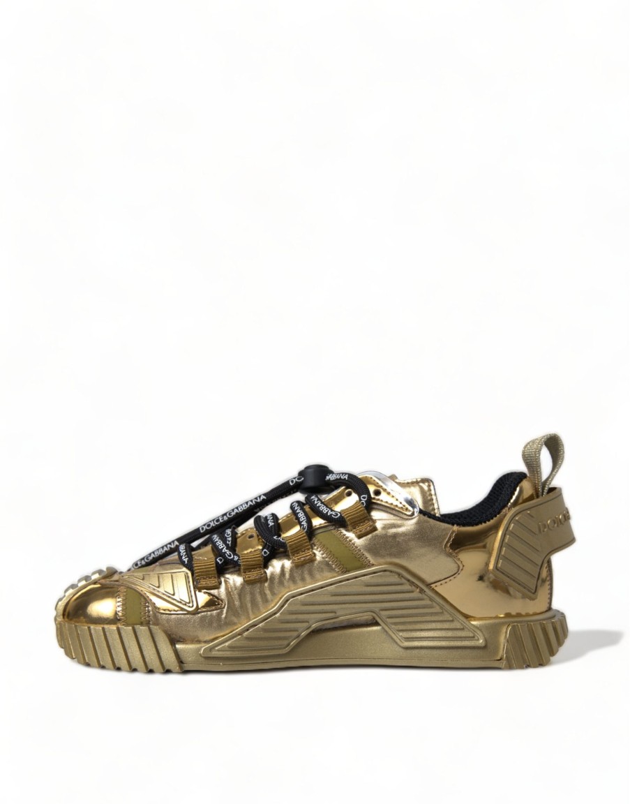 Women Dolce & Gabbana Women'S Sneakers | Dolce & Gabbana Metallic Gold Ns1 Low Top Sneakers Shoes