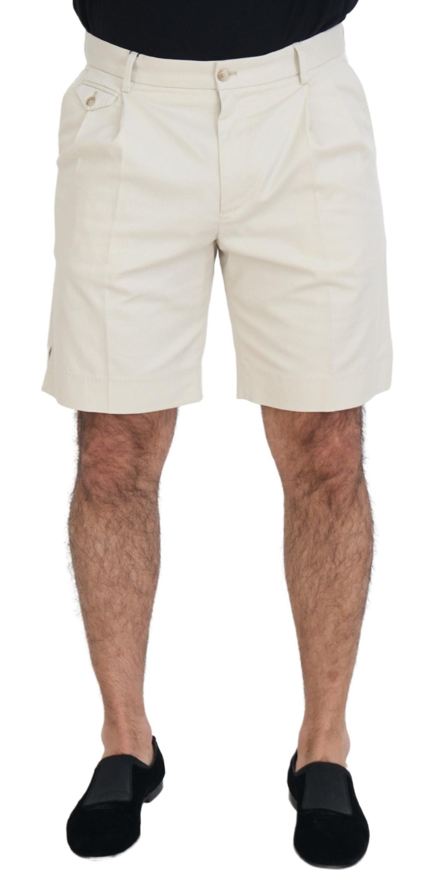 Men Dolce & Gabbana Men'S Shorts | Dolce & Gabbana White Chinos Cotton Stretch Casual Shorts