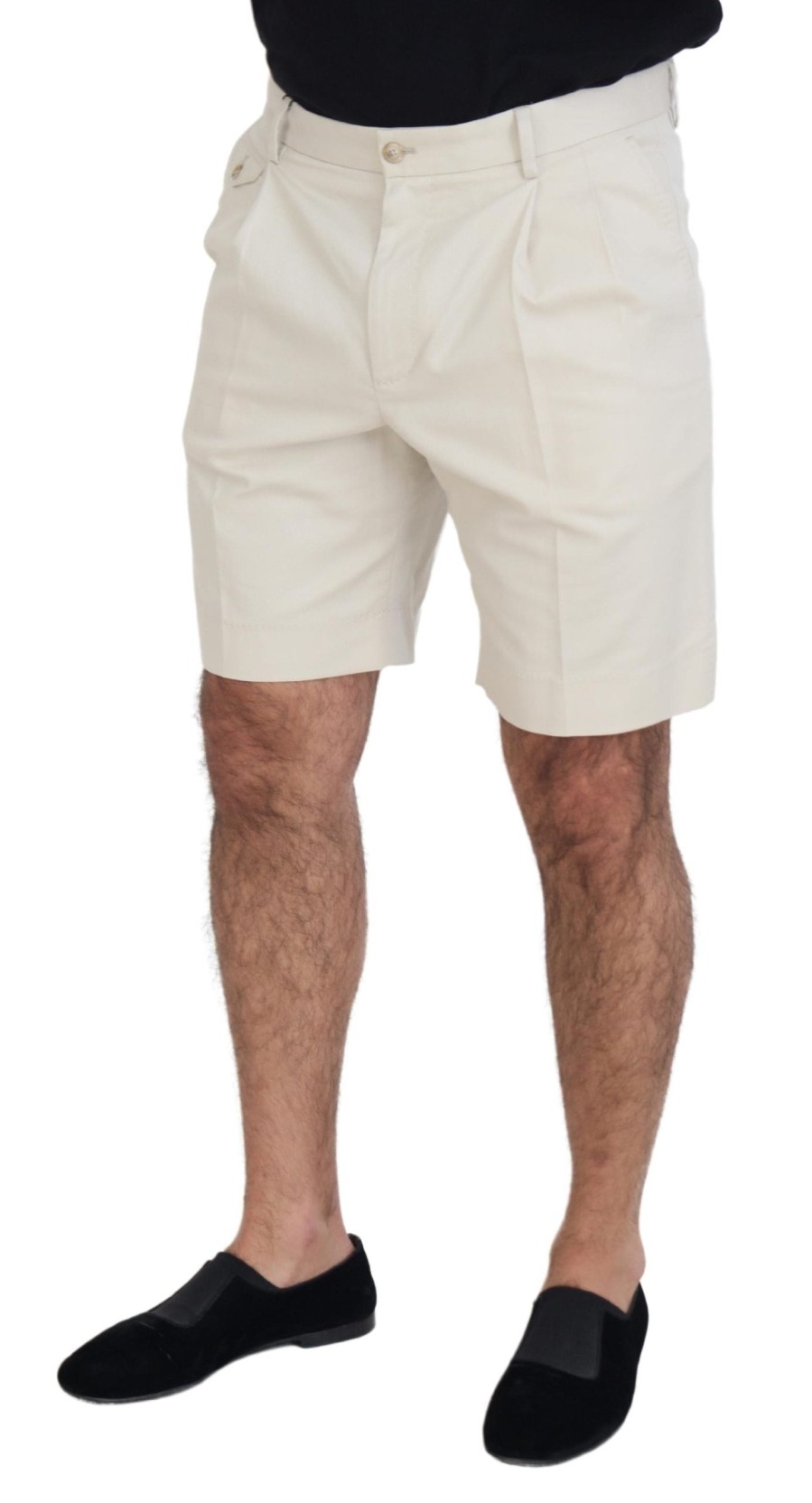 Men Dolce & Gabbana Men'S Shorts | Dolce & Gabbana White Chinos Cotton Stretch Casual Shorts