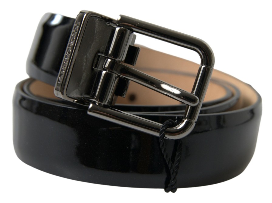 Men Dolce & Gabbana Men'S Belts | Dolce & Gabbana Black Calf Leather Metal Buckle Men Belt