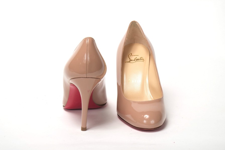 Women Christian Louboutin Women'S Pumps | Christian Louboutin Nude Round Toe High Pump Shoe