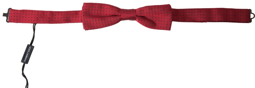 Men Dolce & Gabbana Men'S Ties & Bowties | Dolce & Gabbana Red Silk Polka Dot Adjustable Neck Men Bow Tie