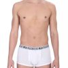 Men Bikkembergs Men'S Underwear | Bikkembergs Chic White Cotton Trunk Twin Pack