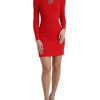 Women Dolce & Gabbana Women'S Dresses | Dolce & Gabbana Red Sacred Heart Viscose Bodycon Mini Dress