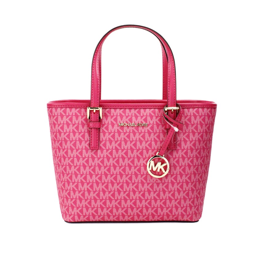 Women Michael Kors Women'S Tote Bags | Michael Kors Jet Set Pvc Leather Xs Carryall Top Zip Tote Bag Purse