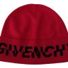 Men Givenchy Men'S Hats & Caps | Givenchy Red Pink Wool Beanie Unisex Men Women Beanie Hat