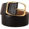 Women Dolce & Gabbana Women'S Belts | Dolce & Gabbana Black Leather Gold Metal Square Buckle Belt