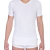 Men Bikkembergs Men'S T-Shirts | Bikkembergs Elegant V-Neck Cotton Blend White Tee