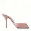 Women Dolce & Gabbana Women'S Sandals | Dolce & Gabbana Pink Satin Slip On Heels Sandals Shoes