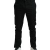 Men Dolce & Gabbana Men'S Jeans & Pants | Dolce & Gabbana Black Gray Slim Cotton Denim Jeans Pants