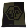 Men Philipp Plein Men'S Scarves | Philipp Plein Elegant Green Fringed Logo Scarf