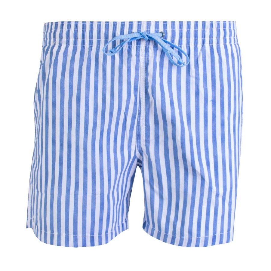 Men Malo Men'S Swimwear | Malo Blue Striped Swim Short