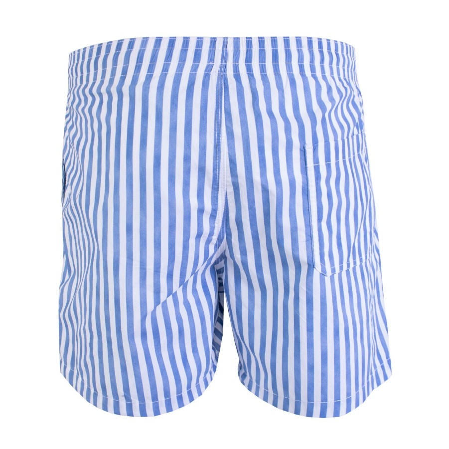 Men Malo Men'S Swimwear | Malo Blue Striped Swim Short