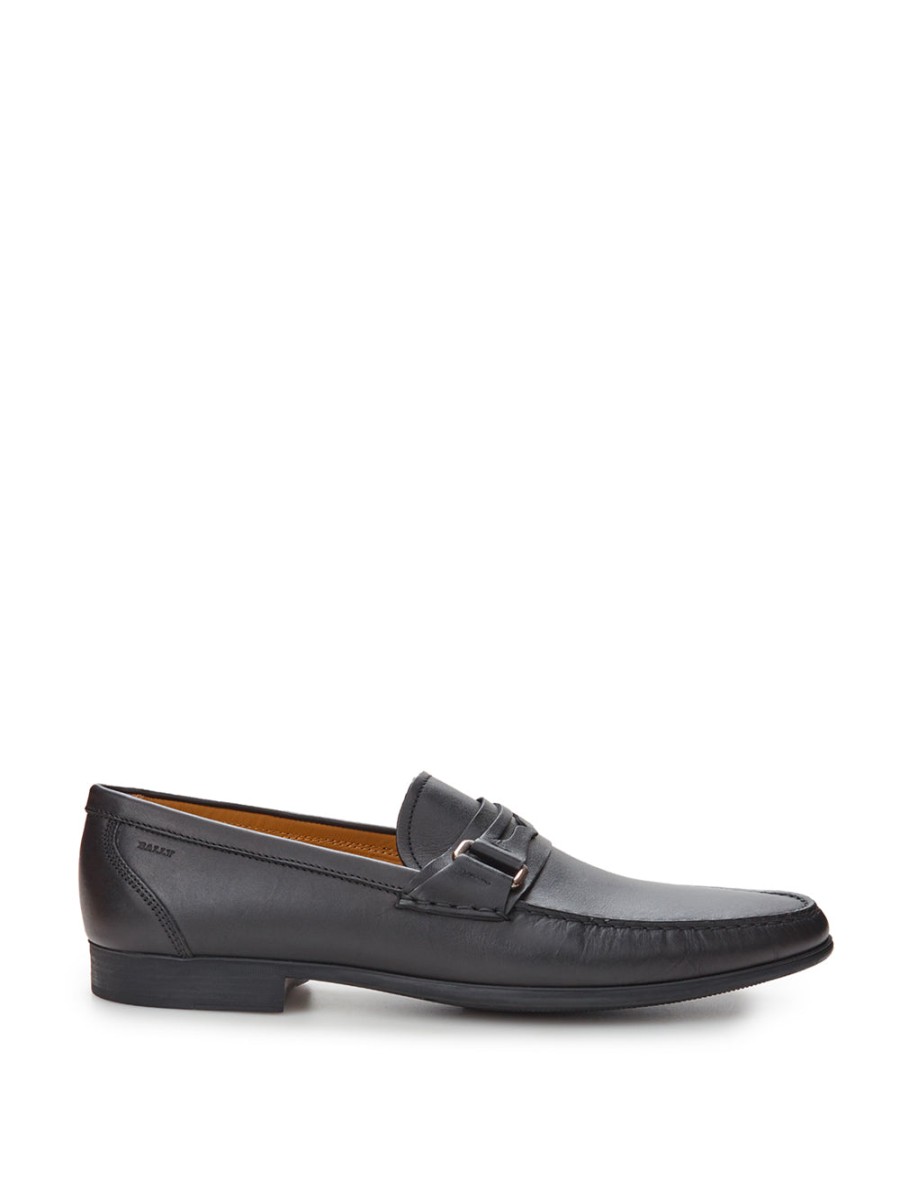 Men Bally Men'S Formal | Bally Black Leather Loafer