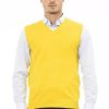 Men Alpha Studio Men'S Vests | Alpha Studio Elegant V-Neckline Yellow Vest For Men