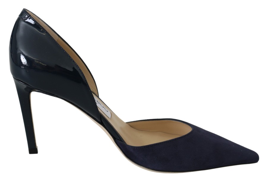 Women Jimmy Choo Women'S Pumps | Jimmy Choo Navy Blue Leather Darylin 85 Pumps Shoes