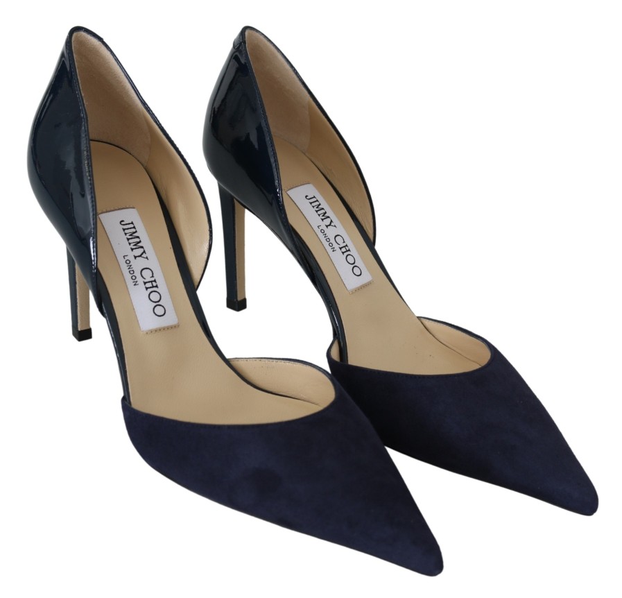 Women Jimmy Choo Women'S Pumps | Jimmy Choo Navy Blue Leather Darylin 85 Pumps Shoes