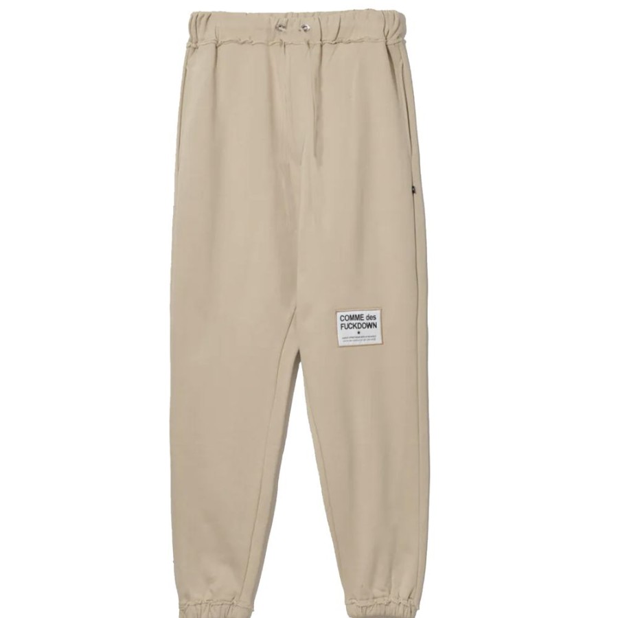 Men Comme Des Fuckdown Men'S Jeans & Pants | Comme Des Fuckdown Beige Cotton Sweatpants With Frayed Details