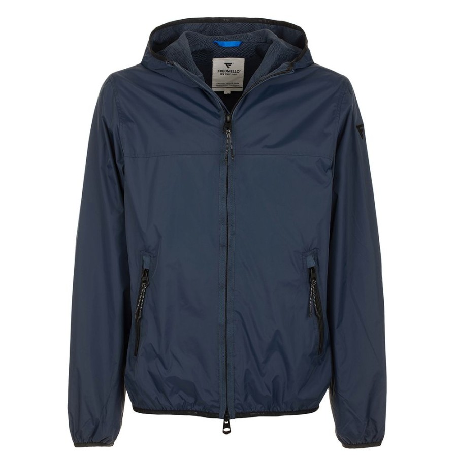 Men Fred Mello Men'S Jackets | Fred Mello Sleek Nylon Tech Jacket With Zip Closure