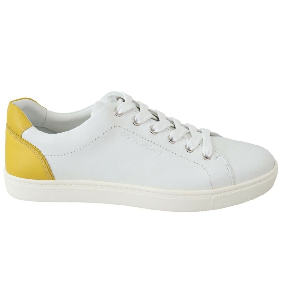 Men Dolce & Gabbana Men'S Sneakers | Dolce & Gabbana Elegant White Nappa Calfskin Sneakers