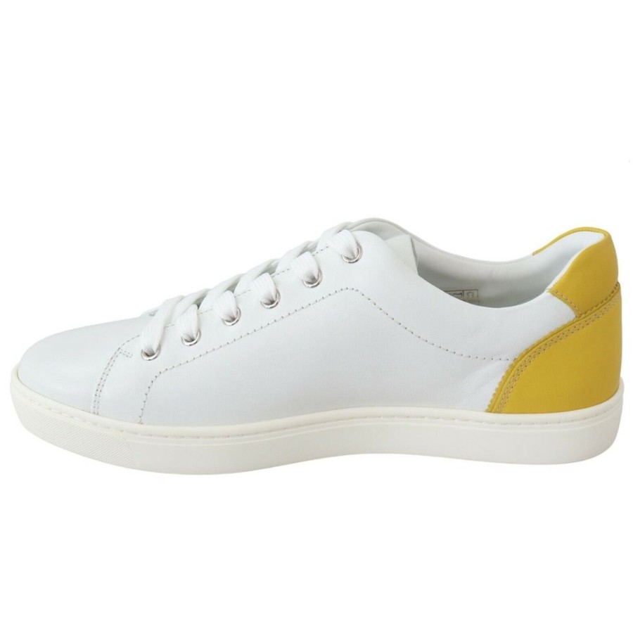 Men Dolce & Gabbana Men'S Sneakers | Dolce & Gabbana Elegant White Nappa Calfskin Sneakers