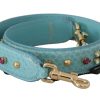 Women Dolce & Gabbana Women'S Leather Accessories | Dolce & Gabbana Blue Crystals Leather Bag Shoulder Strap