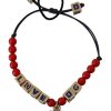 Women Dolce & Gabbana Women'S Bracelets | Dolce & Gabbana Red Blue Beaded Dg Loves London Flag Branded Bracelet