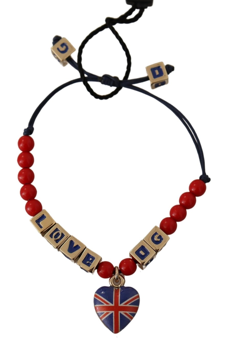 Women Dolce & Gabbana Women'S Bracelets | Dolce & Gabbana Red Blue Beaded Dg Loves London Flag Branded Bracelet